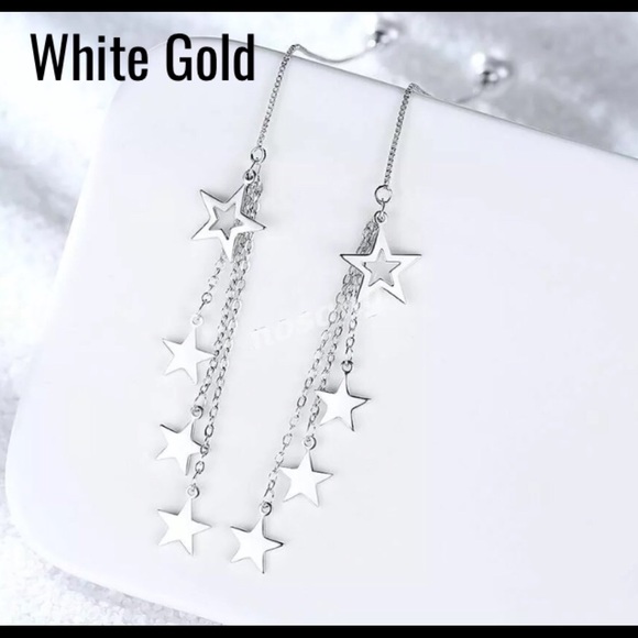 Shooting Star Waterfall Threader Dangle Earrings - Picture 4 of 7